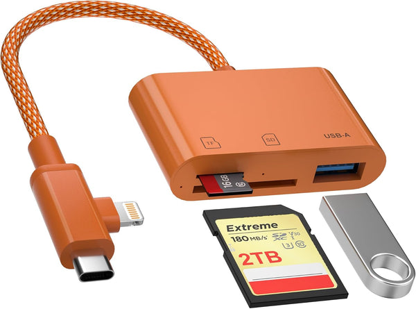 Bawanfa Plus SD Card Reader for iPhone, Dual Connector (USB-C & Lightning) Memory Card