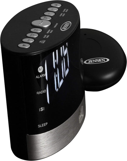 JENSEN JCR-255 .6-Watt AM/FM Dual-Alarm Digital Clock Radio with Under-Pillow Vibrator, Black