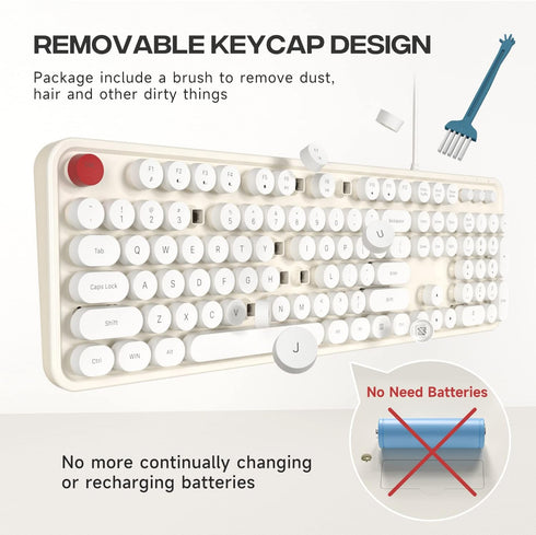 USB Wired Computer Keyboard, Full Size Office Keyboard with Number Pad, Caps Indicators, Foldable Stands for PC Laptop