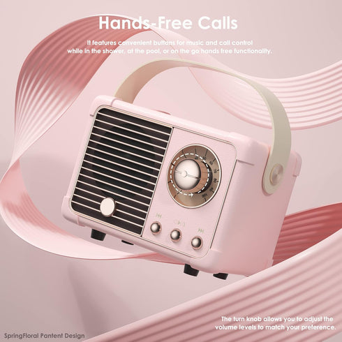 Retro Bluetooth Speaker, Wireless Vintage Small Speaker with Hands-Free Call, Portable for iOS Android Gift Ideas