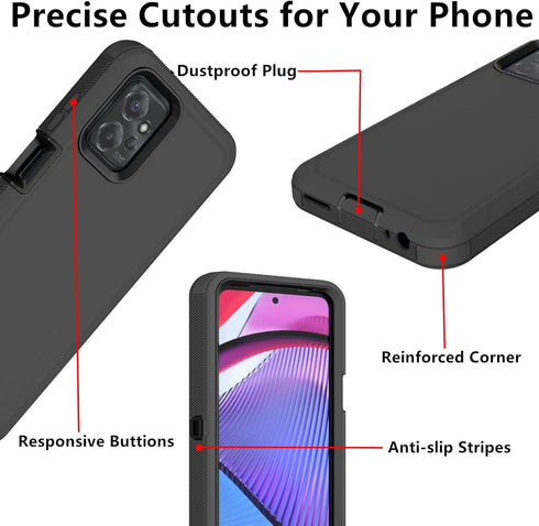 Motorola Moto G Power 5G 2023 Case, Defender Heavy Duty Shockproof Dustproof 3 in 1 Rugged Protective Cover (Black)