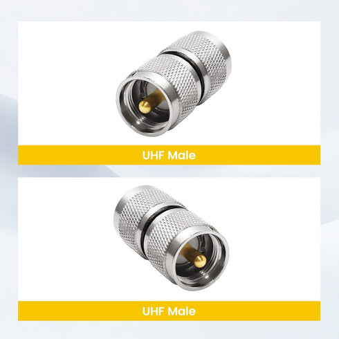 Anina UHF PL259 Male to Male Coax Connector, 2 Pcs Low Loss RF Adapter for CB Ham Radio