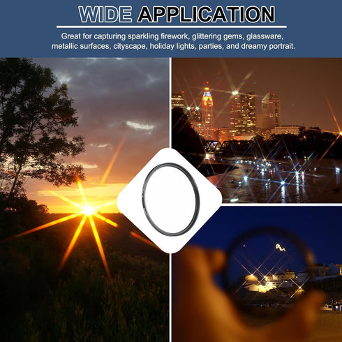 82mm 8 PATIKIL Star Filter, Points Starburst Len Filter Variable Twinkle Effect Ultra Slim Optical Lens for Nikon