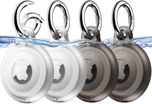 JETech 4 Pack Waterproof Case for AirTag with Keychain, Full Body Anti-Scratch Holder for Kids, Pet Collar, Keys