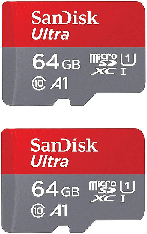 SanDisk Ultra Plus 64GB microSDXC UHS-I Card with SD Adapter, Full HD up to 100 MB/S (2 Pack)