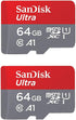 SanDisk Ultra Plus 64GB microSDXC UHS-I Card with SD Adapter, Full HD up to 100 MB/S (2 Pack)