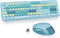 Owpkeenthy Blue Keyboard and Mouse Wireless, Cute Typewriter Keyboard with Retro Round Keycaps for Desktop and Laptop