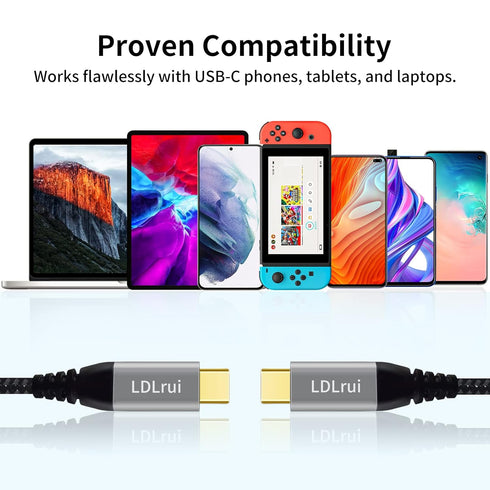 6FT USB C to USB C Cable: 20Gbps Data, 100W Fast Charge, 4K Video for MacBook, iPad, iPhone 15 Pro/Max, Samsung S21,