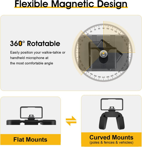 MagitcSee Handset, 1 Pack No-Drill Universal Magnetic CB Radio Mic Holder, Flexible Mount with No-Scratch Rubber Magnet
