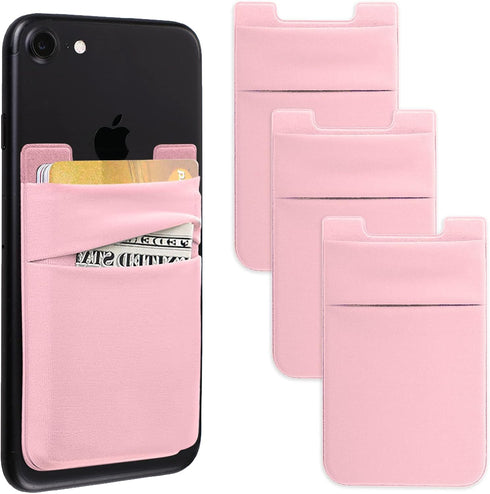 Hoblaze Phone Card Holder - Stretchy Lycra Wallet Pocket with 3M Adhesive for iPhone Samsung Galaxy, Pink.