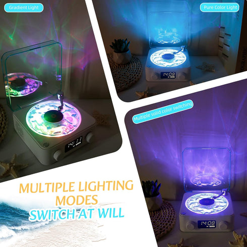 The Waves Vinyl Player with Water Ripple Light, 2024 New Bluetooth Speaker Compatible with TF, AUX Mode, Record Player