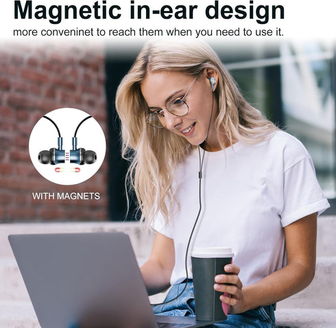 USB C Wired Earbuds with Microphone, Noise Canceling Headset for Laptop, PC, iPad Pro, Samsung, MacBook (Blue)