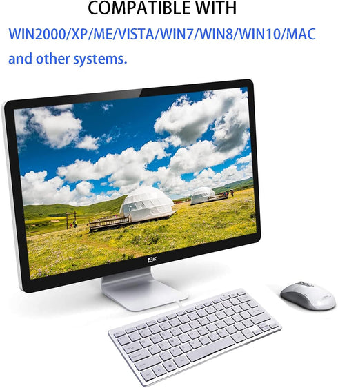 2021 Upgraded PC Computer Laptop Mini USB Wired Keyboard, 78 Scissor Keys, Compact Multimedia Keyboard (Silver)