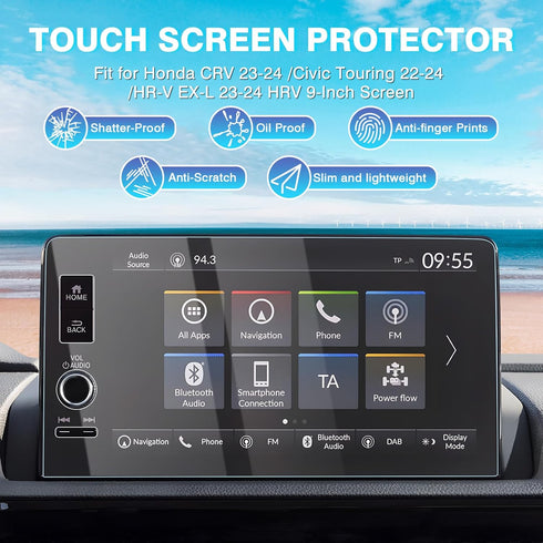 Karltys 2 Pack Screen Protector for Honda CR-V/HR-V 2023-2025 & Civic 2022-2025, Anti Glare Tempered Glass