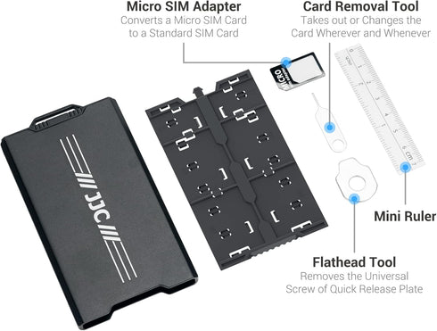 Aluminum Pop up Memory Card Case for 12 Micro SD TF MSD, 4 SD, 2 Nano SIM/NM Cards, Anti-Shock Anti Scratch with