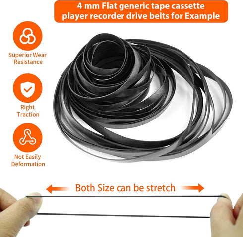 100 Cassette Cassette 40-135 MM, 50 1 MM 50 4 MM Pcs Recorder Rubber Belts - Recorder Repair Maintenance Mix Flat Tape