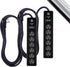 GE 6-Outlet Surge Protector, 2 Pack, 10 Ft Extension Cord, Power Strip, 800 Joules, Black