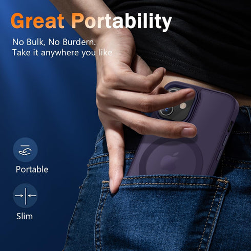 Magnetic Translucent Case for iPhone 12/iPhone 12 Pro, Slim Anti-Fingerprints Shockproof Cover with Screen Protector