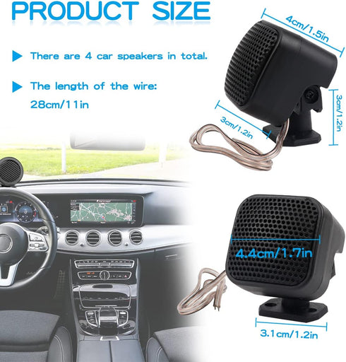4 Pcs 500W Car Speaker, TP-004A High Power Stereo Tweeter, Easy to Install Vertical Round Speakers for Car Truck
