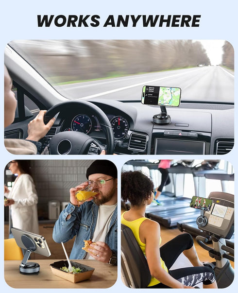 Jononser 360Adjustable 17/16/15/14/13/12 Suction Phone Mount for Car Dashboard/Windshield - Magnetic Phone Holder