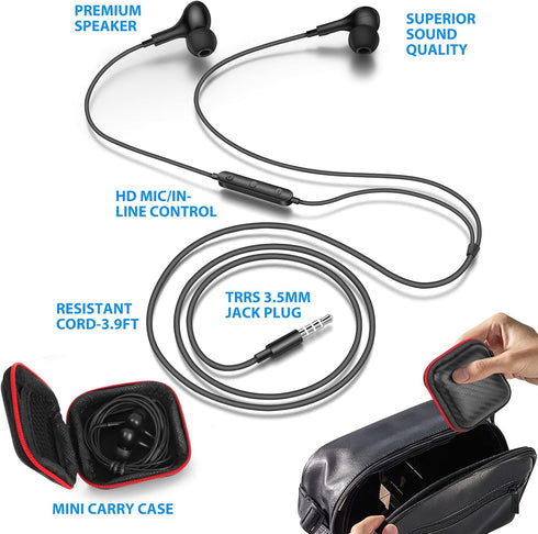 Wired Earbuds Noise Cancelling 3.5mm Headphones for PC, Ear Buds with Mic, Magnetic Plug in Earphones for Samsung