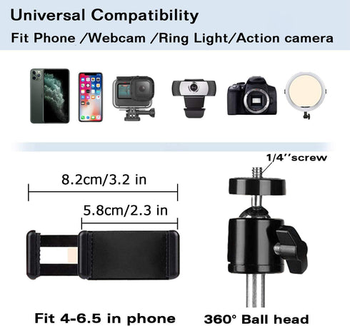 Cell Phone Holder, Overhead Video Phone Mount, Articulating Arm Webcam Stand for Live Streaming