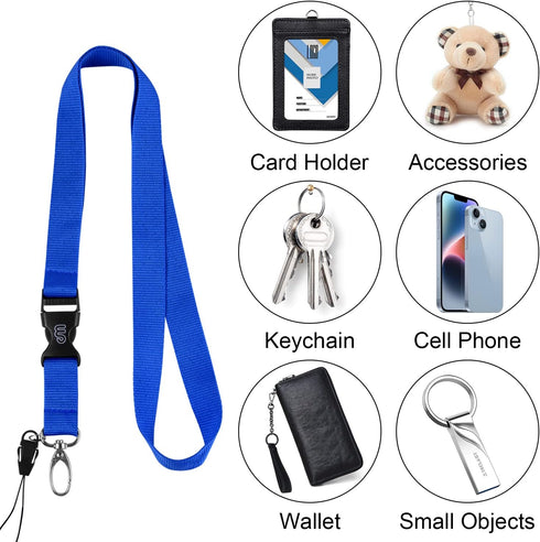 Wisdompro Office Lanyard, 5pcs 23 inch Polyester Neck Strap with Oval Clasp for Phones, Camera, USB, Key - Blue
