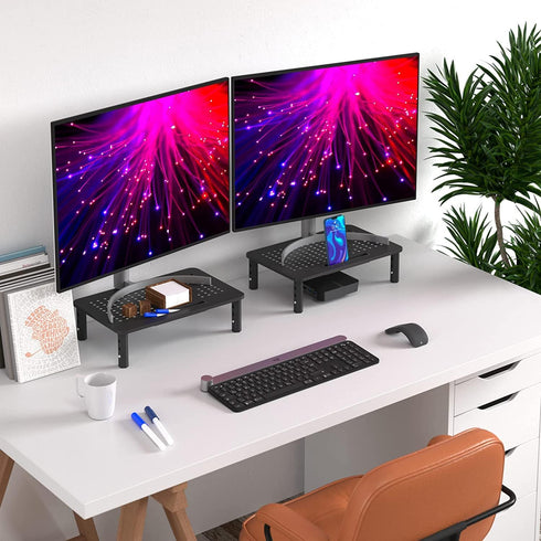 EVOOMI Monitor Stand Riser - Upgraded for Faster Productivity, Anti-Skid, HD Hexagonal Steel, Free Cable Ties, Computer