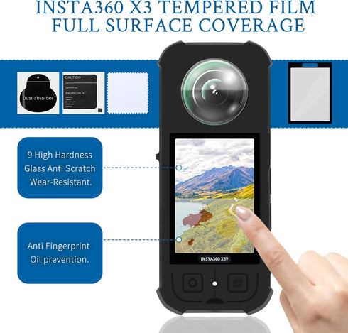 Insta 360 X3 Camera Protective Accessories Kit with Silicone Cover, Screen Protectors, Case, Lens Guard