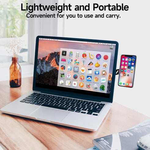 DK177 Magnetic Phone Holder for Laptop, Side Mount Compatible with iPhone 15/14/13/12 Series MagSafe Cases, Silver