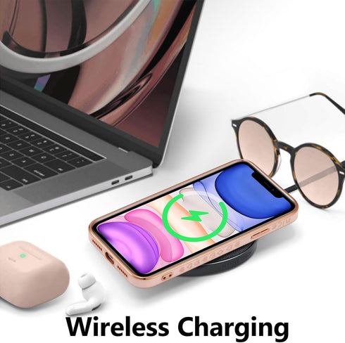 UEEBAI 11 6.1 inch, Magnetic Case for iPhone Cute Plating Love Hearts Pattern Case Compatible with MagSafe Charger Soft