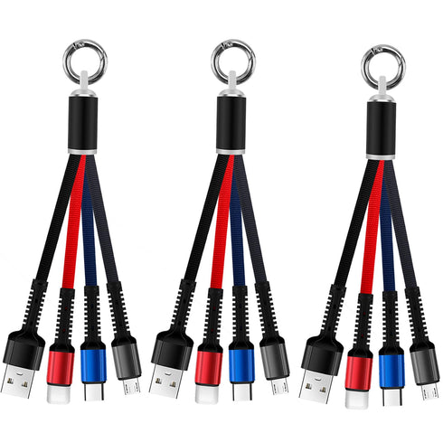 Portable Multi Keychain Short Charging Cable, 3 in 1 Short Charging Cable, 0.5FT for Travel Powerbank (3Pack)