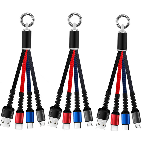 Portable Multi Keychain Short Charging Cable, 3 in 1 Short Charging Cable, 0.5FT for Travel Powerbank (3Pack)
