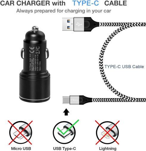 Car Charger Fast Charging for Moto G Stylus 5G 2021-2023, 30W Adapter Quick Charge 3.0 with 6FT USB Cable