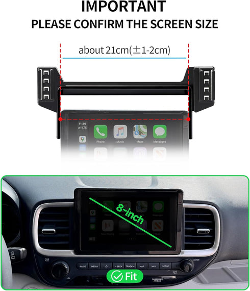 MaserWeller 2020-2025 8-Inch 360 Car Phone Holder for Hyundai Venue Accessories Screen Fixed Clip, Rotation Phone Mount
