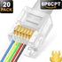 NECABLES 20 Pack RJ11/RJ12 Pass Through Connector 6P6C Telephone Modular Plug for Phone Line Cord