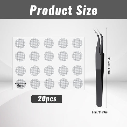 Macuezu 20 4 Mm PCS Earbud Mesh Replacement with Tweezers, Stainless Steel Earbud Dust Filter Mesh Compatible with Most