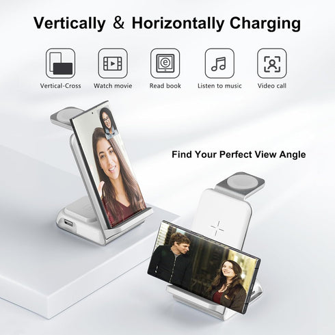 Wireless Charging Station for Samsung - Fast Charging Wireless Charger for Galaxy S23 Ultra/S23/S23+/Z Flip/Fold 5/4/3,