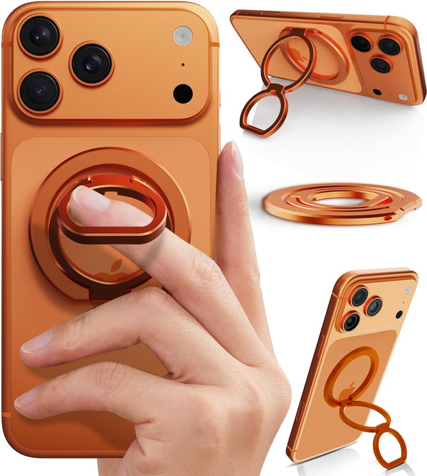 Foenor Phone Grip for MagSafe,360& 180Rotation Magnetic Phone Ring Holder with Kickstand,Dual-Ring Thin