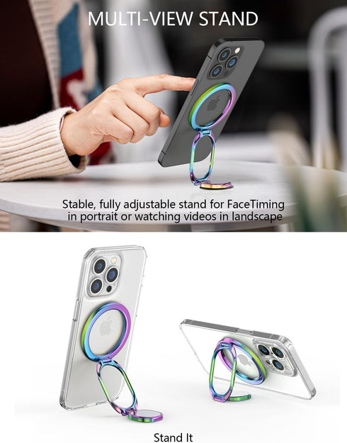 Magnetic Phone Grip for MagSafe Ring Holder - Allengel Gym Magnetic Grip with Adjustable Stand for iPhone 14/13/12