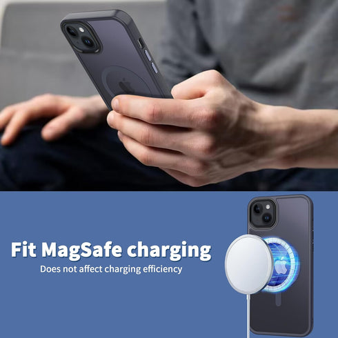 CACOE Dark Blue Magnetic Case for iPhone 13 & 14 (6.1") - Shockproof, Anti-Fingerprint, MagSafe & Car Mount Compatible.