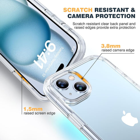 Diaclara Rugged Case for iPhone 15 Plus 6.7'', Full Body with Built-in Touch Sensitive Anti-Scratch Screen Protector -