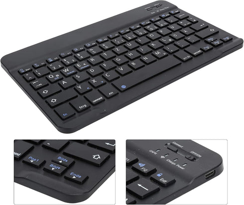 PUSOKEI German Layout 10Inch USB Computer Keyboard for Laptops and PCs (Black)