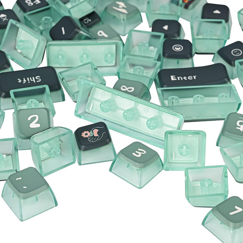 Green Pudding Keycaps PBT Translucent Keycap - 118 Key ASA Profile Keycaps 60 Percent Custom Keycap Set for Cherry