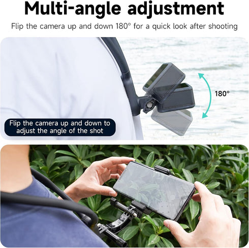 TELESIN SE Neck Mount Necklace with Phone Holder, POV Selfie Video Vlog Lanyard Strap for GoPro 12 11 10 9 8