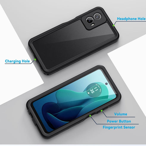 Lanhiem for Moto G 5G 2024 Case, IP68 Waterproof Dustproof Shockproof with Built-in Screen Protector, Full Body Cover