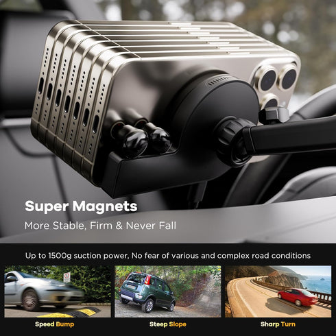 Magsafe Car Mount Charger & Bluetooth Earbud, 15W Magnetic Wireless Car Charger for iPhone 15/14/13/12 Series
