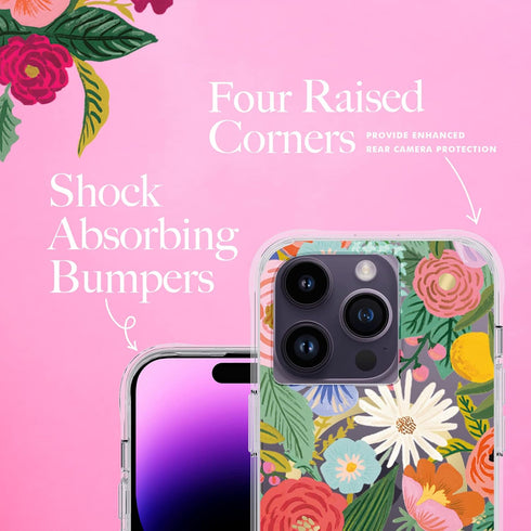 Rifle Paper Co. Cute iPhone 14 Pro Case with Floral Pattern, 10FT Drop Protection, Anti-Scratch Tech, Slim Fit - Garden