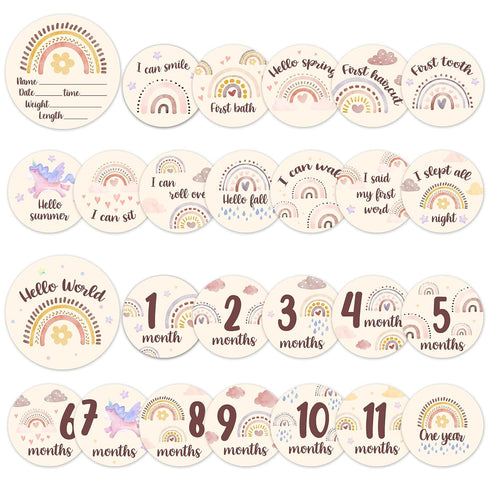 Baby Monthly Milestone Cards Sign - Double Sided Wooden Milestone Cards with
