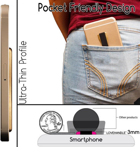 LOVEHANDLE Phone Grip - Universal Strap and Grips for Back of Phone, Convenient Holder for Most Smartphones and Mini